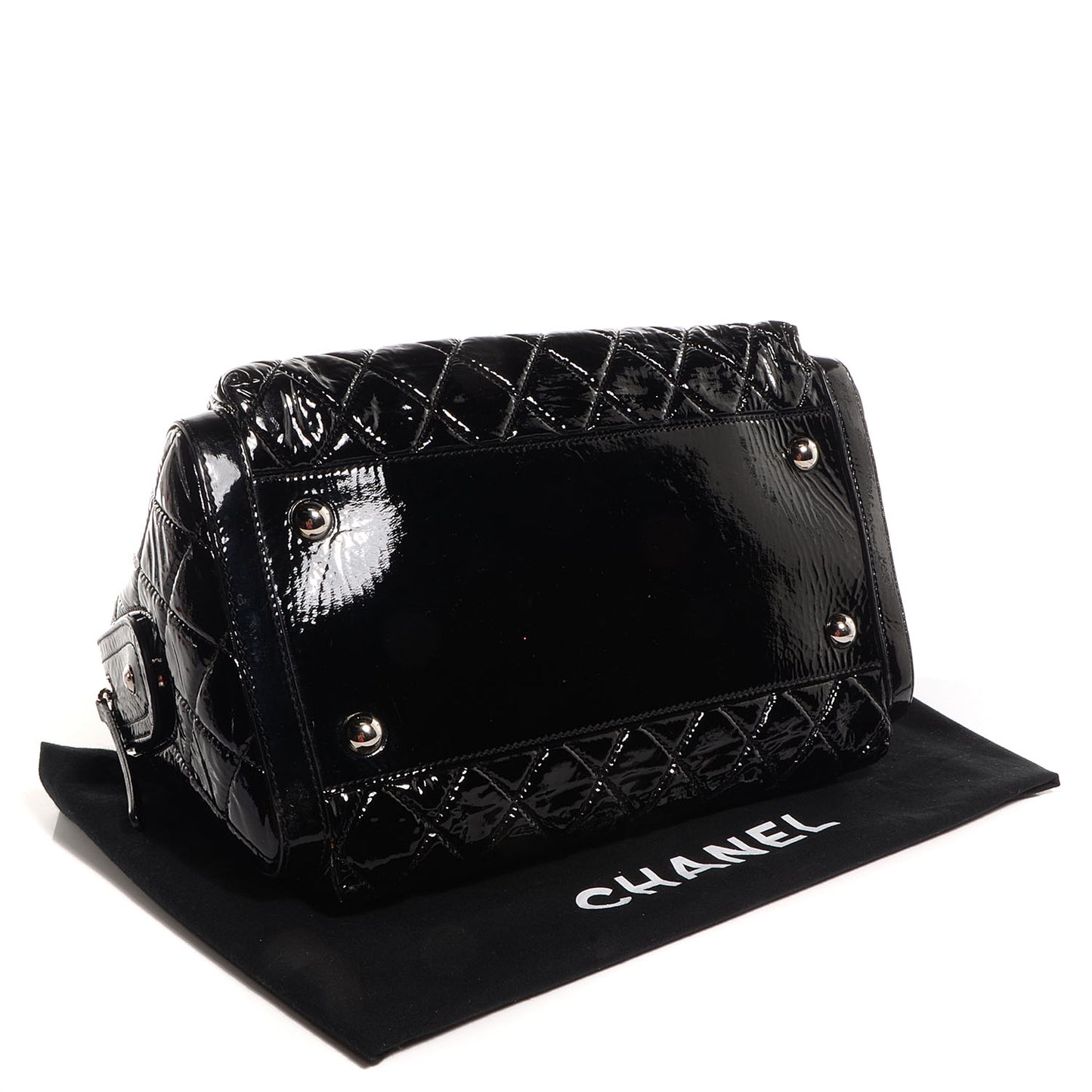 Patent Day Glo Flap Bag Black