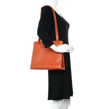 Chanel Caviar Logo Shoulder Bag Orange 2 of 11