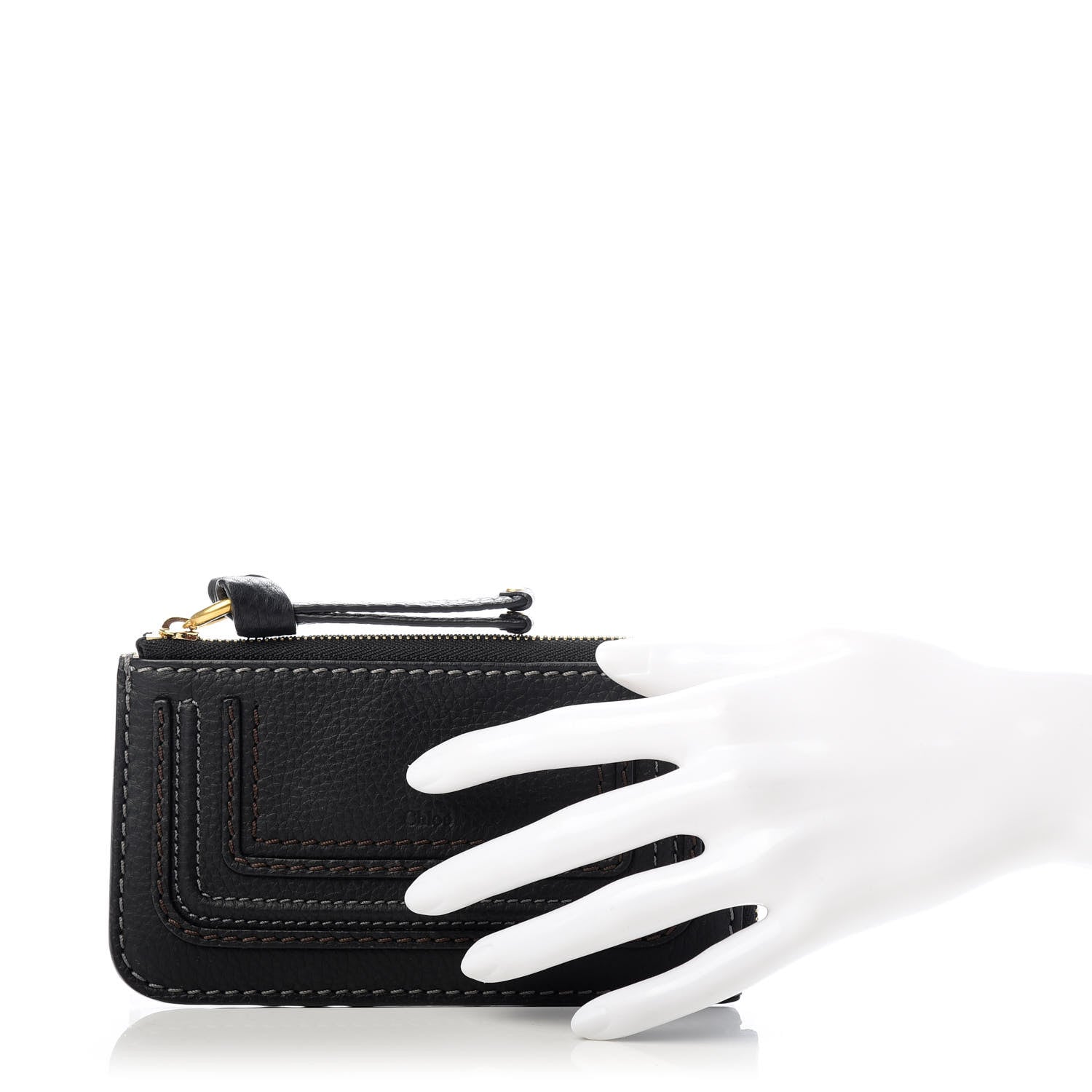 Chloe Grained Calfskin Medium Marcie Zip Card Holder Black 2 of 8