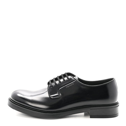 Prada Spazzolato Mens Derby Loafers 9 Black 1 of 9
