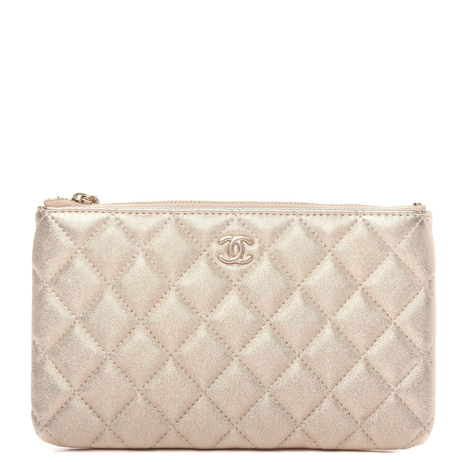 Chanel Metallic Lambskin Quilted Cosmetic Case Gold 1 of 8