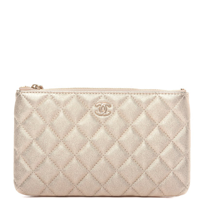 Chanel Metallic Lambskin Quilted Cosmetic Case Gold 1 of 8