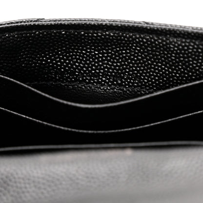 Saint Laurent Grain De Poudre Matelasse Chevron Small Monochrome Monogram Envelope Wallet Black Black 7 of 10