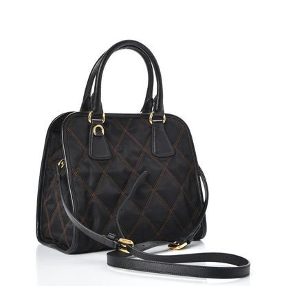 Prada Saffiano Tessuto Nylon Impunturato Quilted Shopper Black 4 of 10