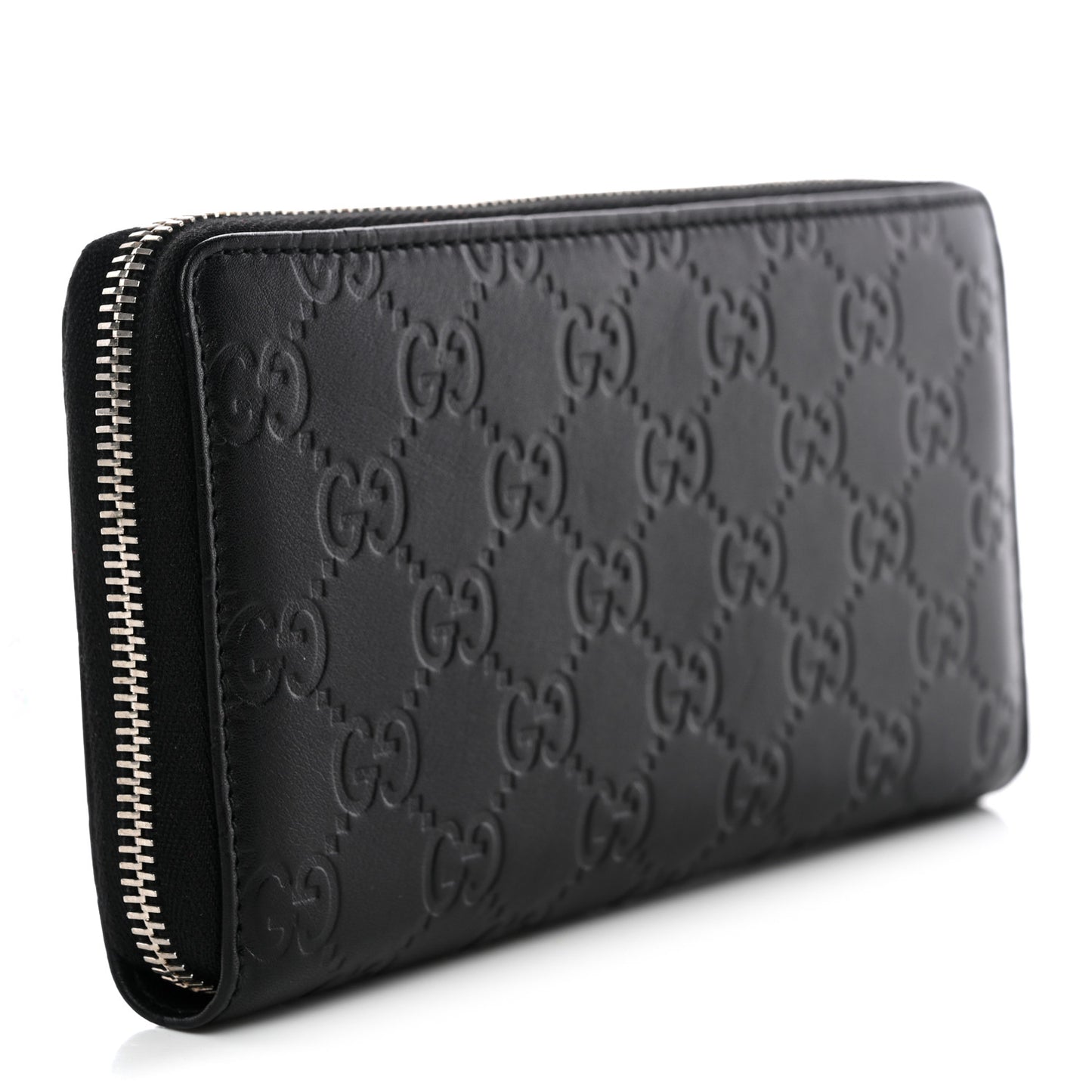 Guccissima Large Twins Zip Around Wallet Black