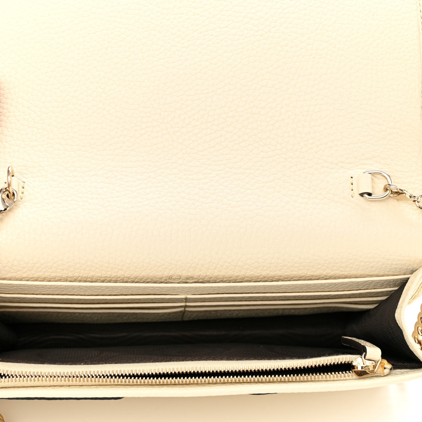 Pebbled Calfskin Soho Wallet on Chain Ivoire