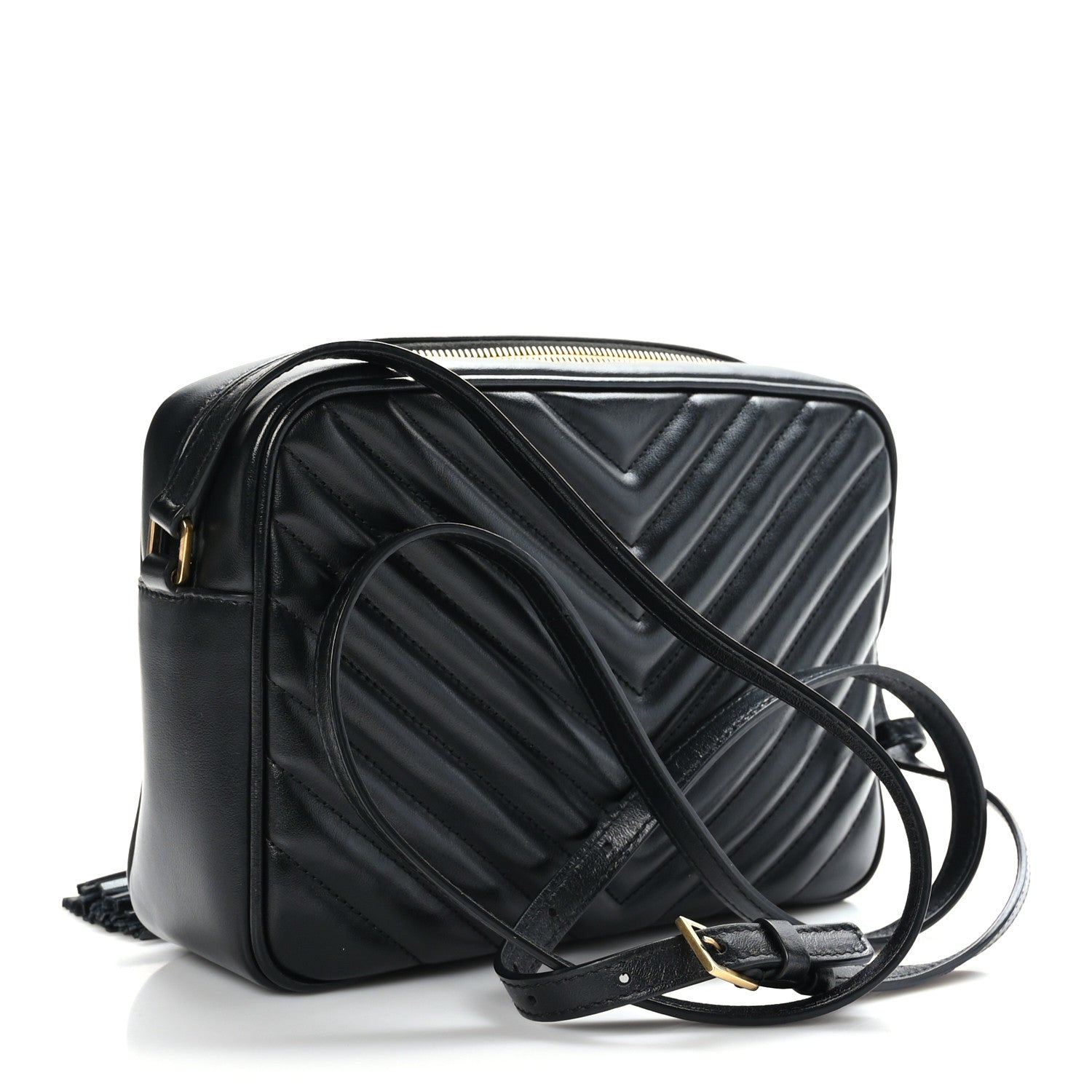 Saint Laurent Calfskin Matelasse Monogram Lou Camera Bag Black 3 of 9
