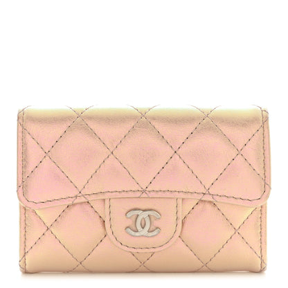 Chanel Iridescent Calfskin Quilted Flap Card Holder Wallet Pink 1 of 8