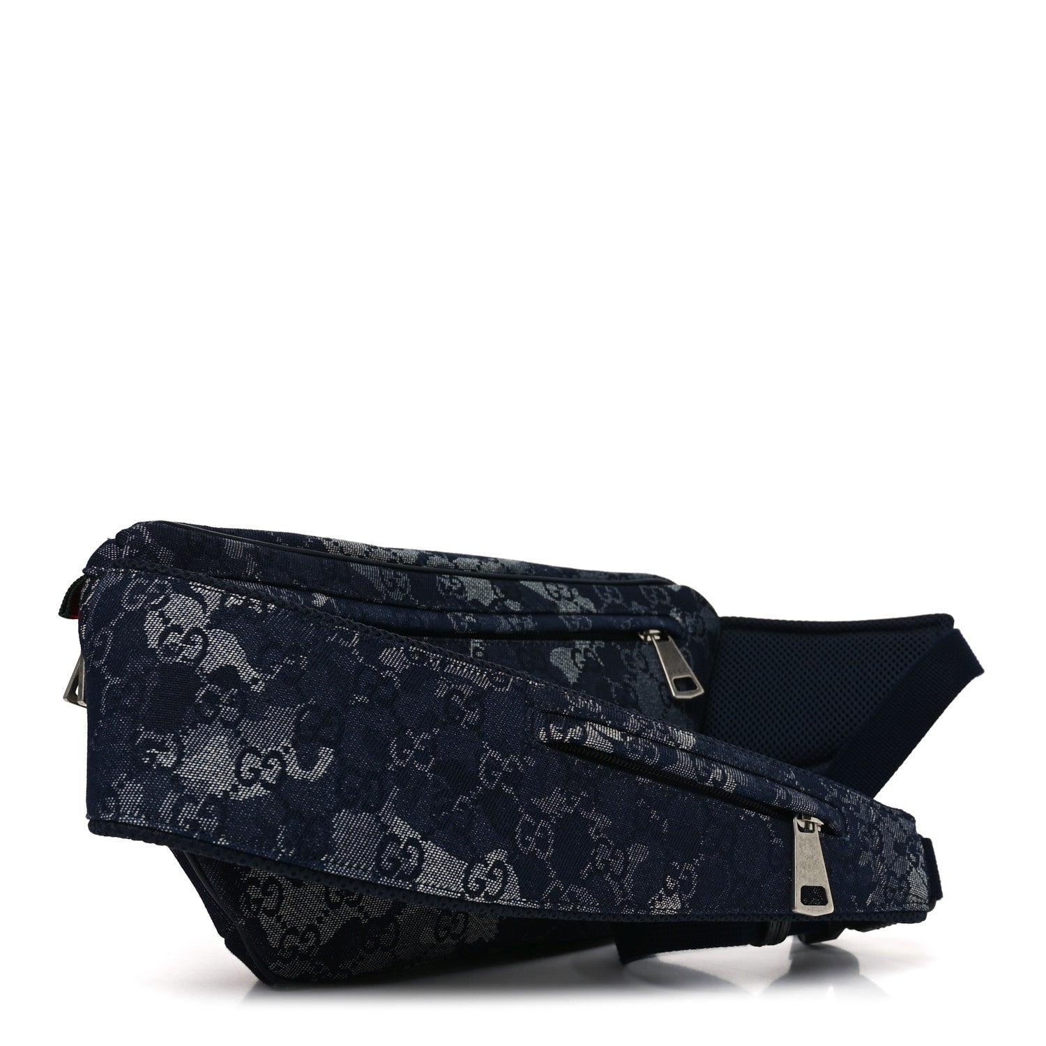Gucci Denim Monogram Web Belt Bag Blue Multicolor 3 of 10