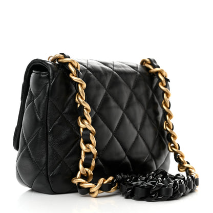 Chanel Lambskin Quilted Small Lacquered Chain Flap Black 3 of 10