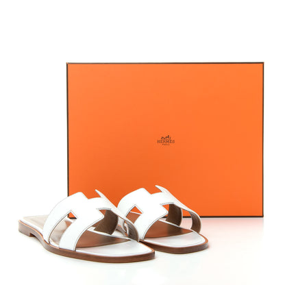 Hermes Box Calfskin Oran Sandals 39 White 11 of 11