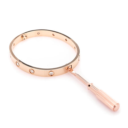 Cartier 18K Pink Gold 10 Diamond LOVE Bracelet 17 5 of 6