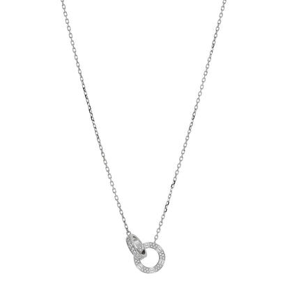 Cartier 18K White Gold Diamond Interlocking LOVE Paved Necklace 1 of 4