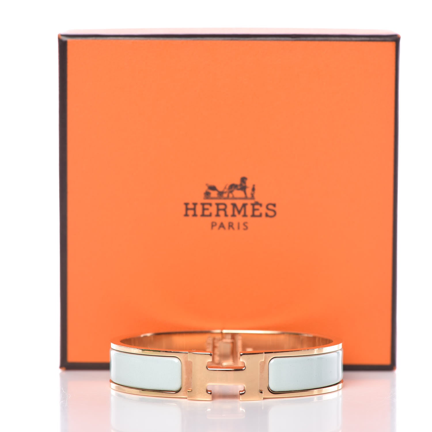 Hermes Enamel Narrow Clic Clac H Bracelet PM Bleu Glacier 6 of 6