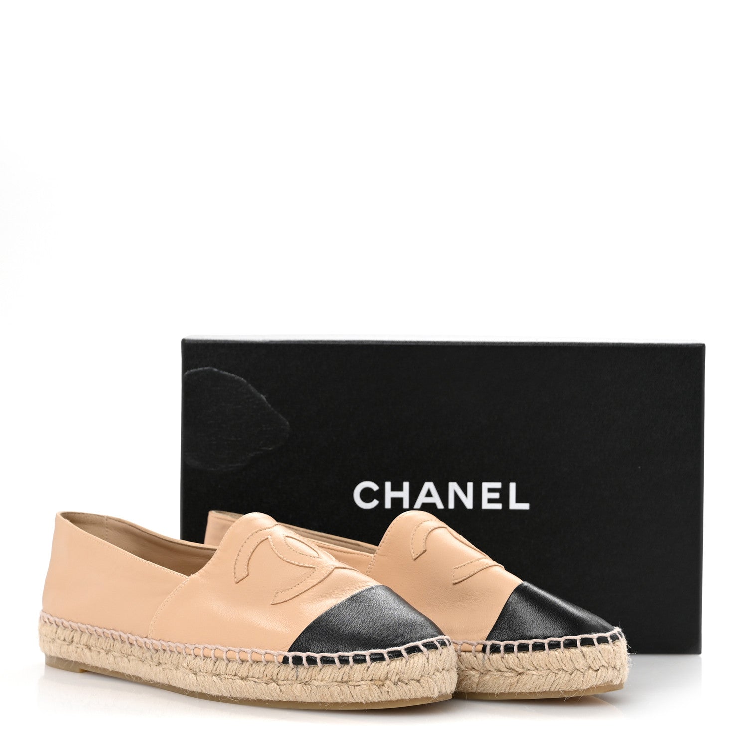 Chanel Lambskin CC Espadrilles 40 Beige Black 10 of 10
