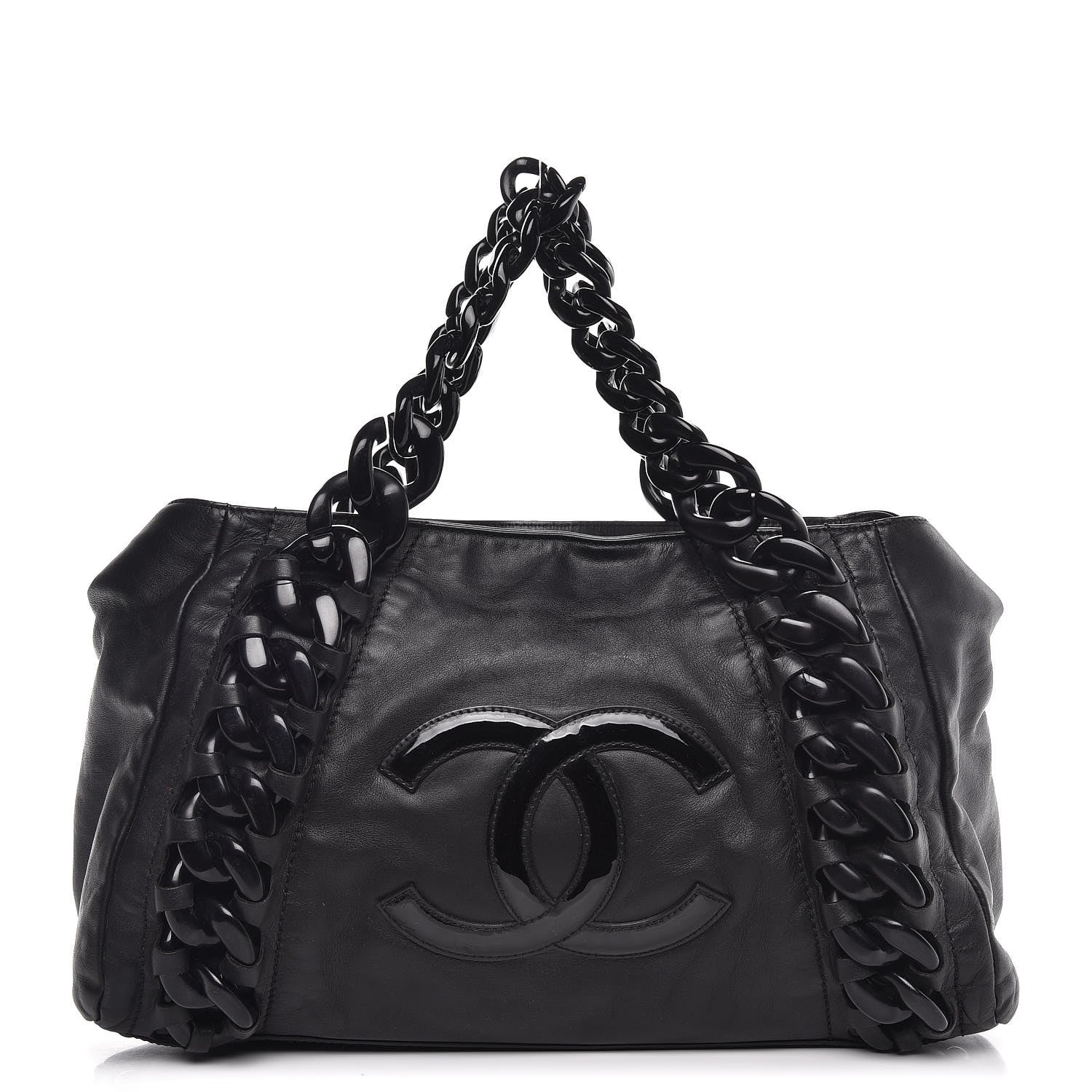 Chanel Calfskin Modern Chain Rhodoid East West Tote Black 1 of 13