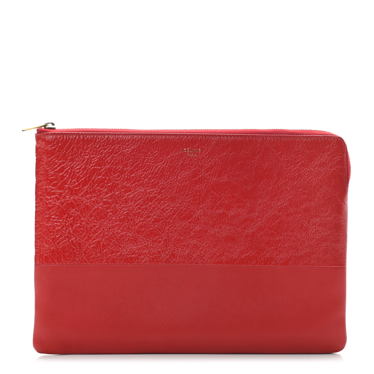 Laminated Lambskin Solo Clutch Pouch Red