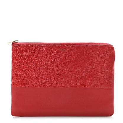 Celine Laminated Lambskin Solo Clutch Pouch Red 1 of 8