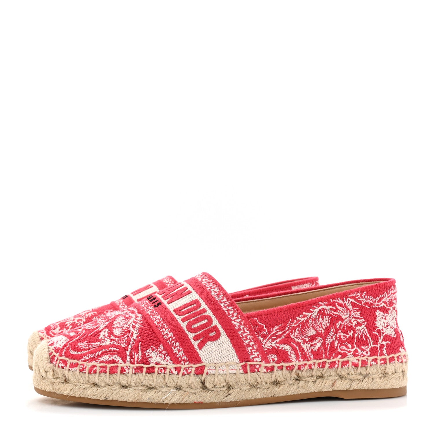 Christian Dior Embroidered Toile De Jouy Granville Espadrille 36 Raspberry 3 of 9