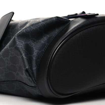 Gucci Soft GG Supreme Monogram Calfskin Web Double Buckle Backpack Black 9 of 10