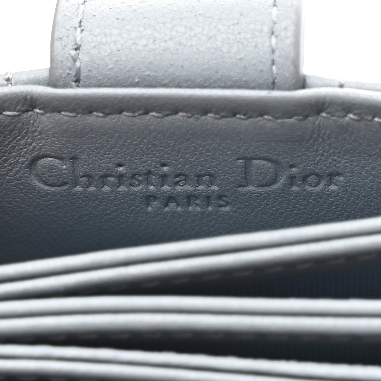 Lambskin Cannage Lady Dior 5-Gusset Card Holder Cloud Blue