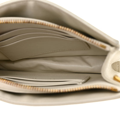 Christian Dior Calfskin Cannage Caro Zipped Pouch With Chain Latte 6 of 14