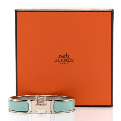 Hermes Enamel Narrow Clic Clac H Bracelet PM Lagon White 6 of 6