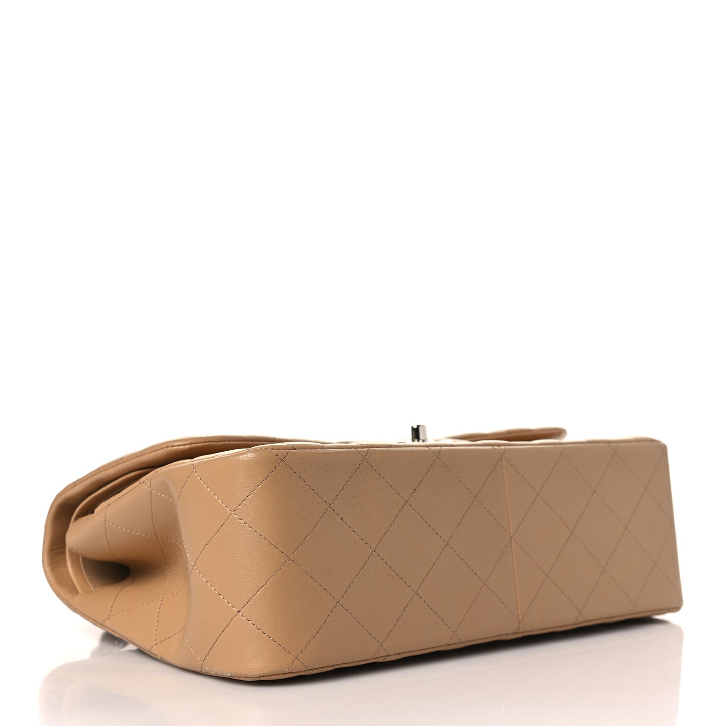 Lambskin Quilted Jumbo Double Flap Dark Beige