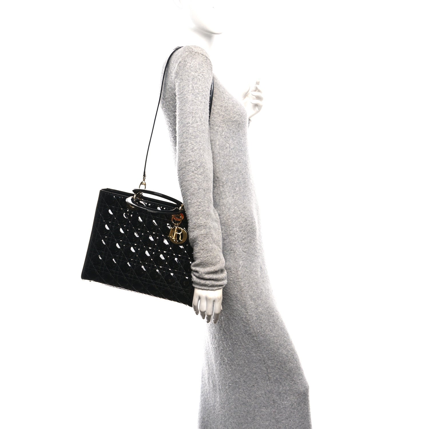 Christian Dior Patent Cannage Large Lady Dior Black 2 of 13