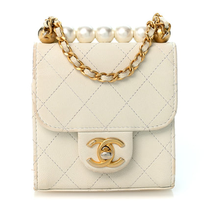 Chanel Goatskin Chic Pearls Clutch On Chain White 1 of 12