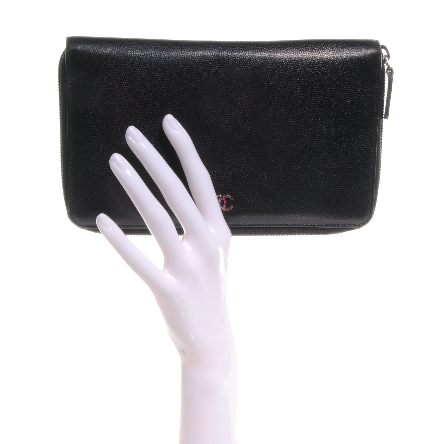 Caviar Sevruga Large Zip Around Wallet Black