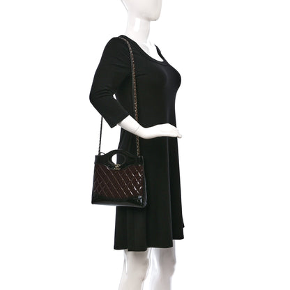 Chanel Patent Calfskin Quilted Mini 31 Shopping Bag Burgundy Black 2 of 9