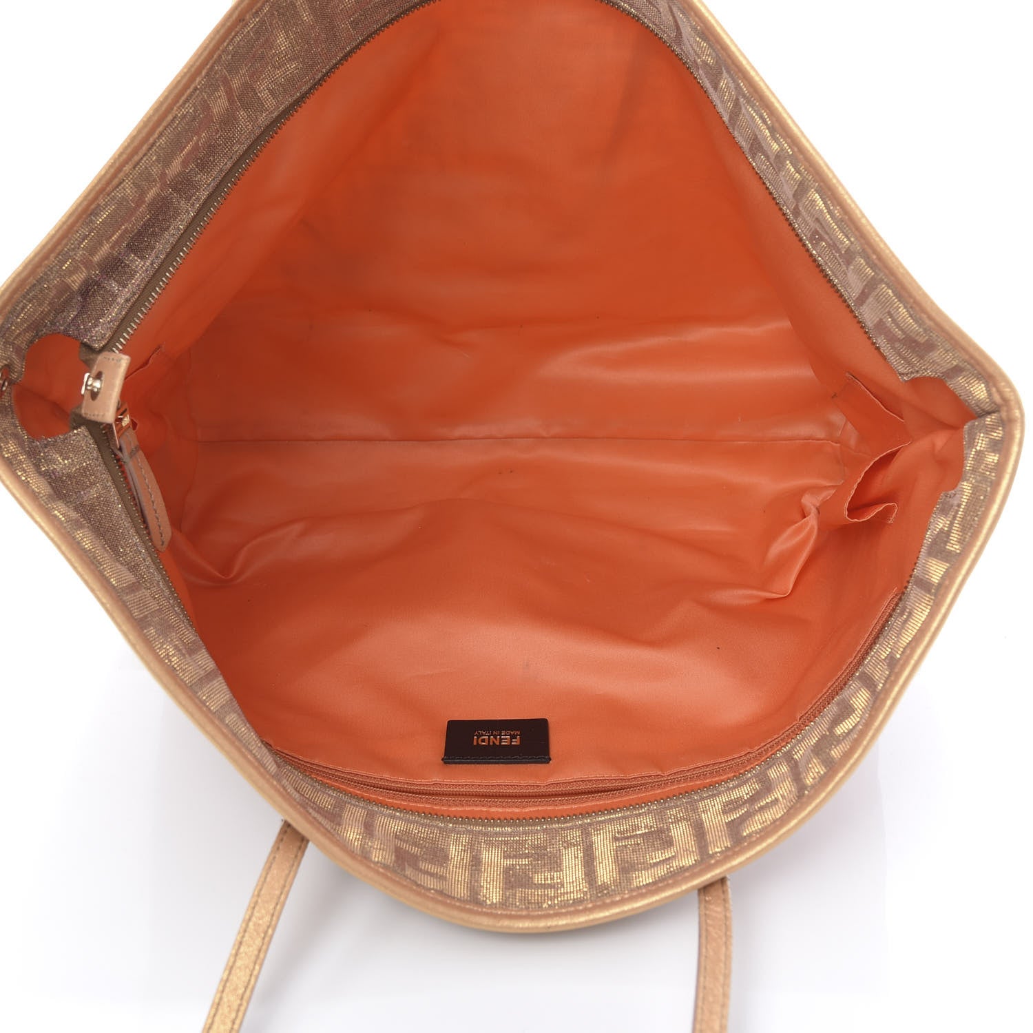 Fendi Metallic Lurex Zucca Roll Shopping Tote Arancio 5 of 18