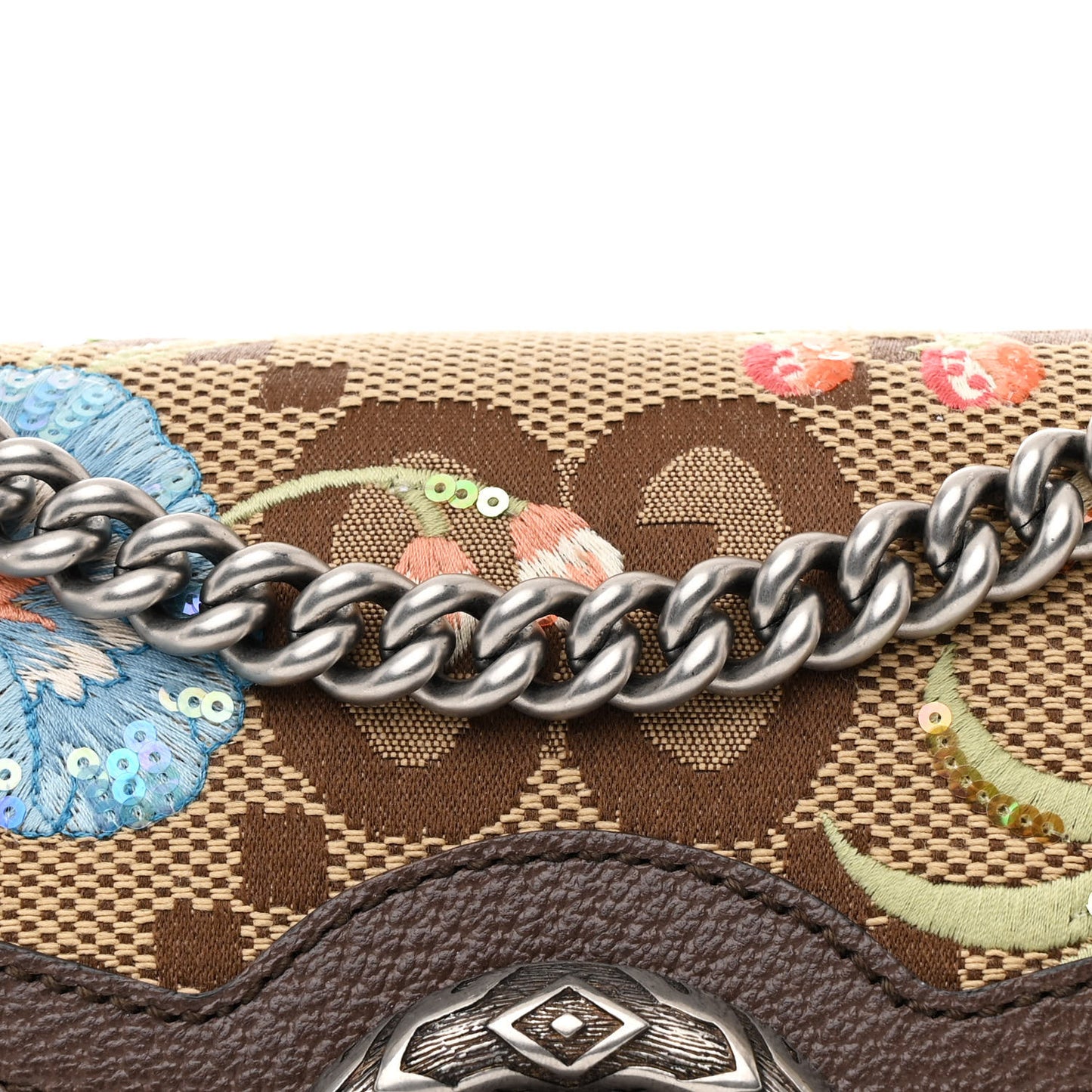 Monogram Jumbo GG Textured Dollar Calfskin Embroidered Small Dionysus Shoulder Bag Camel Ebony New Acero Multicolor