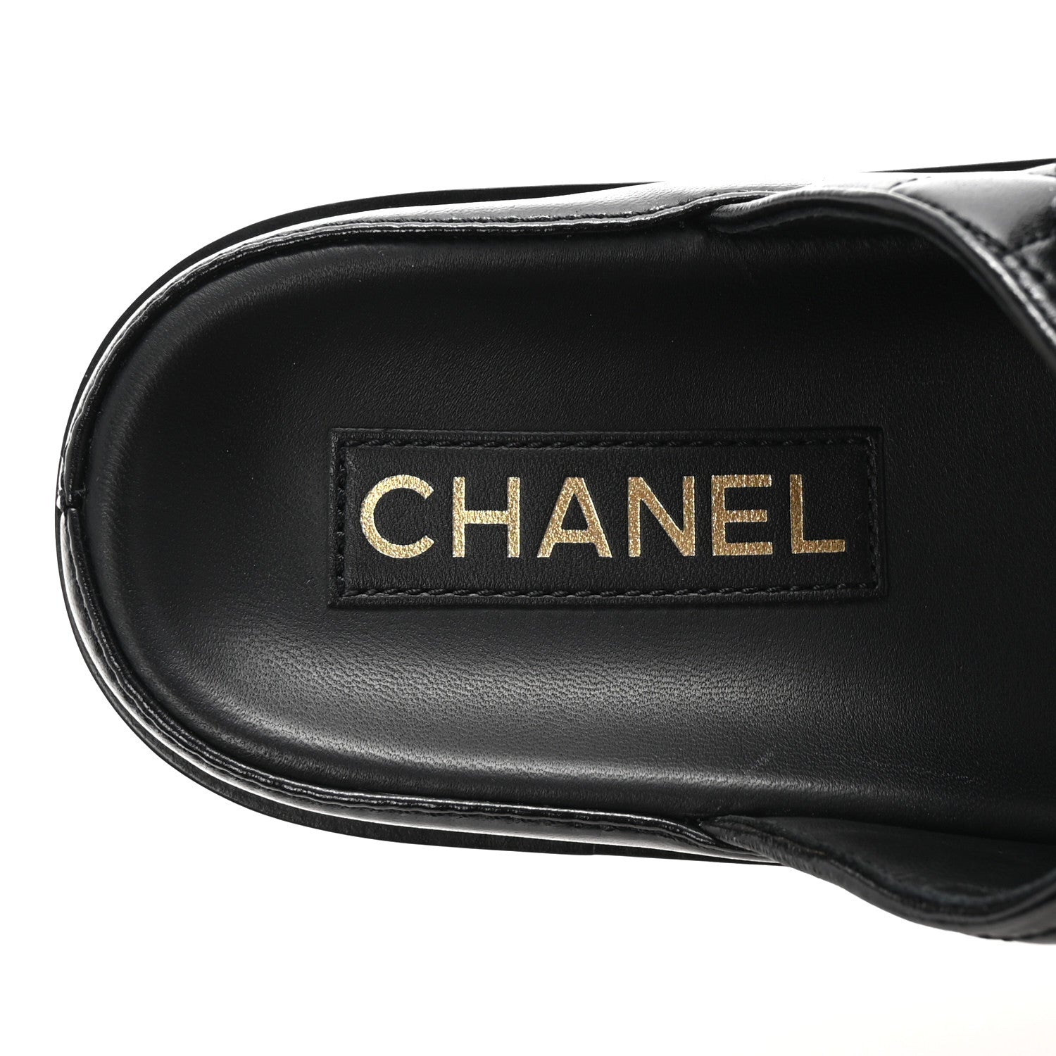 Chanel Lambskin Quilted Velcro Dad Chain CC Slide Sandals 36.5 Black 8 of 10