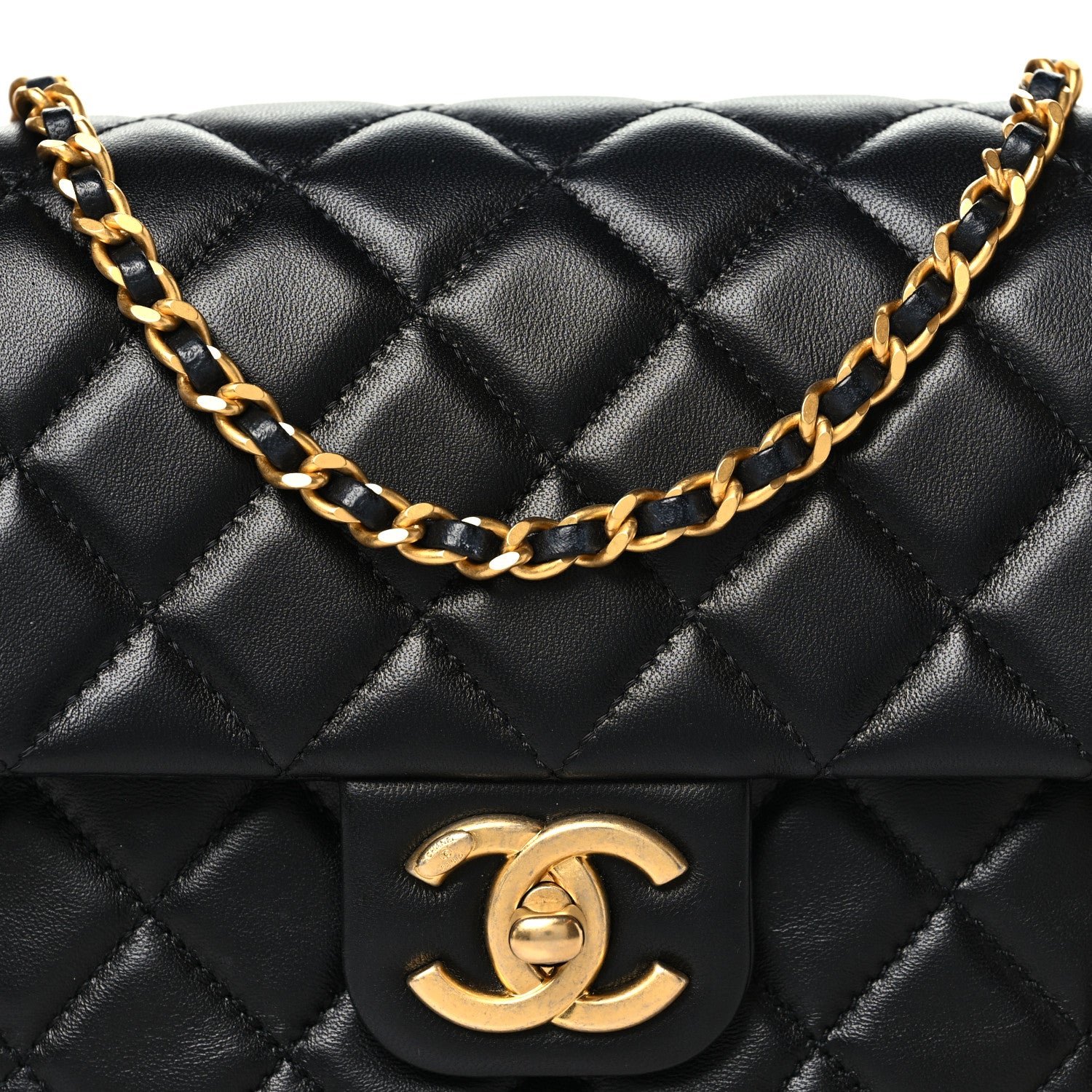 Chanel Lambskin Enamel Quilted Small Coco Hearts Square Flap Black 8 of 10
