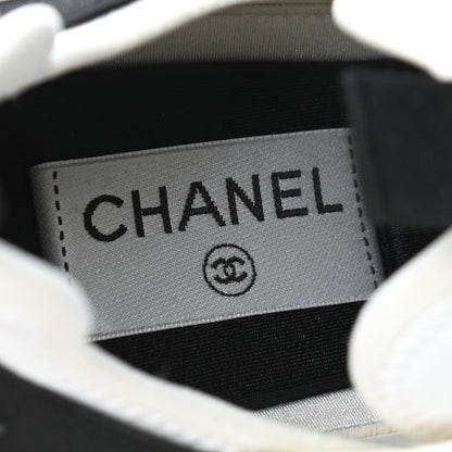 Chanel Velvet Calfskin Mixed Fibers CC Sneakers 38 Ivory Black 7 of 8