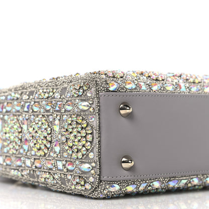 Christian Dior Calfskin Satin Celestial Bead Embroidery Embroidered Small Lady Dior Grey Multicolor 9 of 10