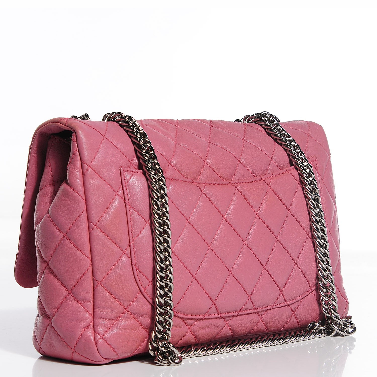 Chanel Washed Lambskin Quilted Jumbo Single Flap Bijoux Chain Pink 3 of 7