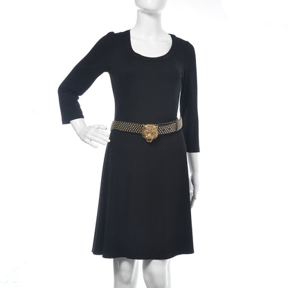 Gucci Calfskin Studded Feline Belt Black 105 42 2 of 6