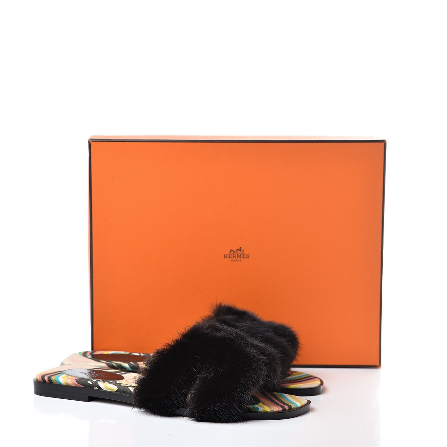 Mink Fur Sandals 39 Black
