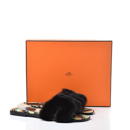 Hermes Mink Fur Sandals 39 Black 9 of 9
