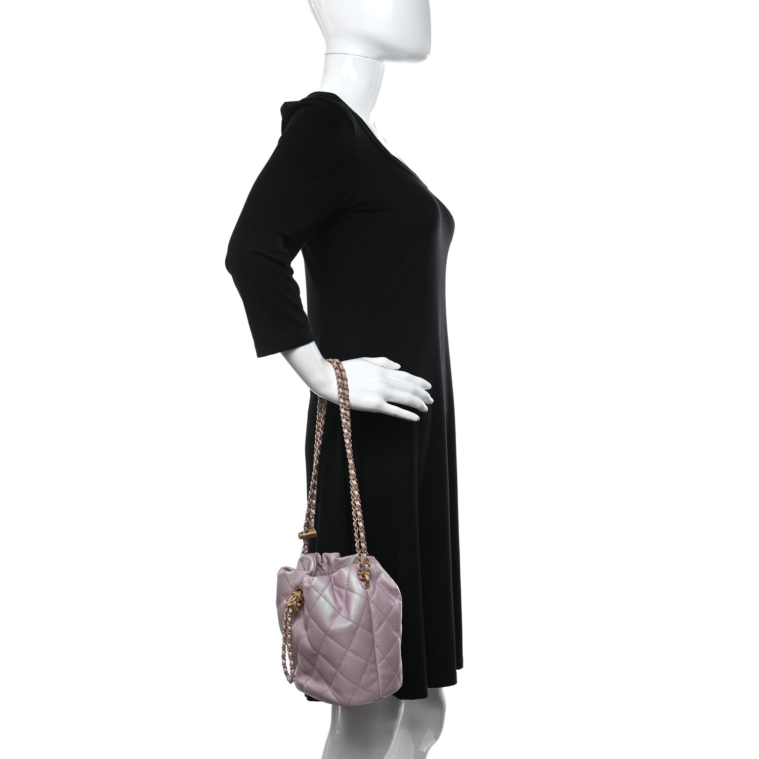 Chanel Iridescent Caviar Quilted My Perfect CC Bucket Drawstring Bag Pink 2 of 11