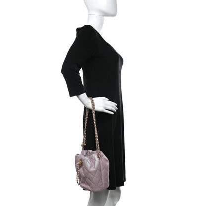 Chanel Iridescent Caviar Quilted My Perfect CC Bucket Drawstring Bag Pink 2 of 11