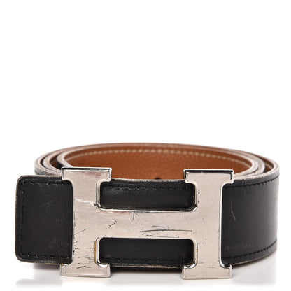 Hermes Box Togo H Belt 75 Black Gold 1 of 7