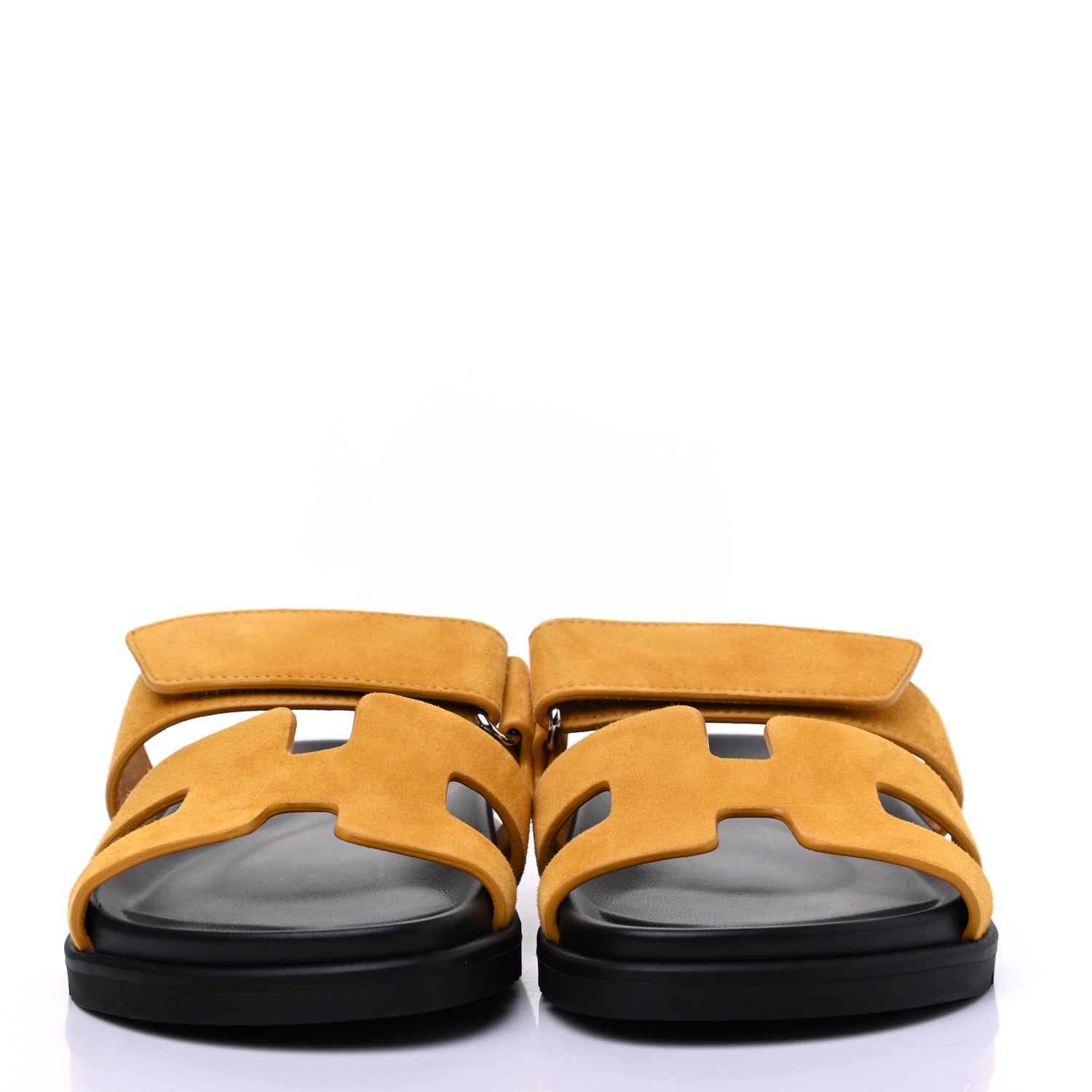 Hermes Suede Goatskin Womens Chypre Sandals 35.5 Jaune Mimosa 2 of 8