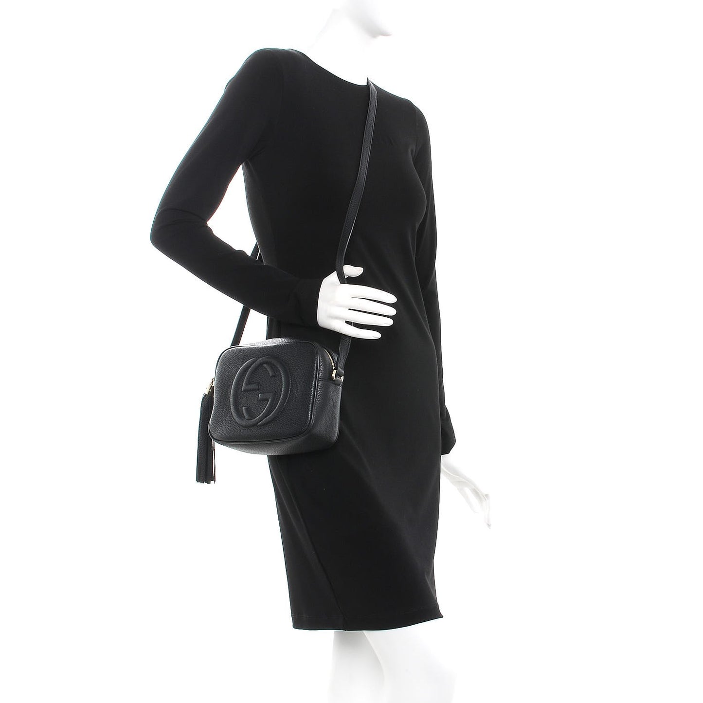 Pebbled Calfskin Small Soho Disco Bag Black