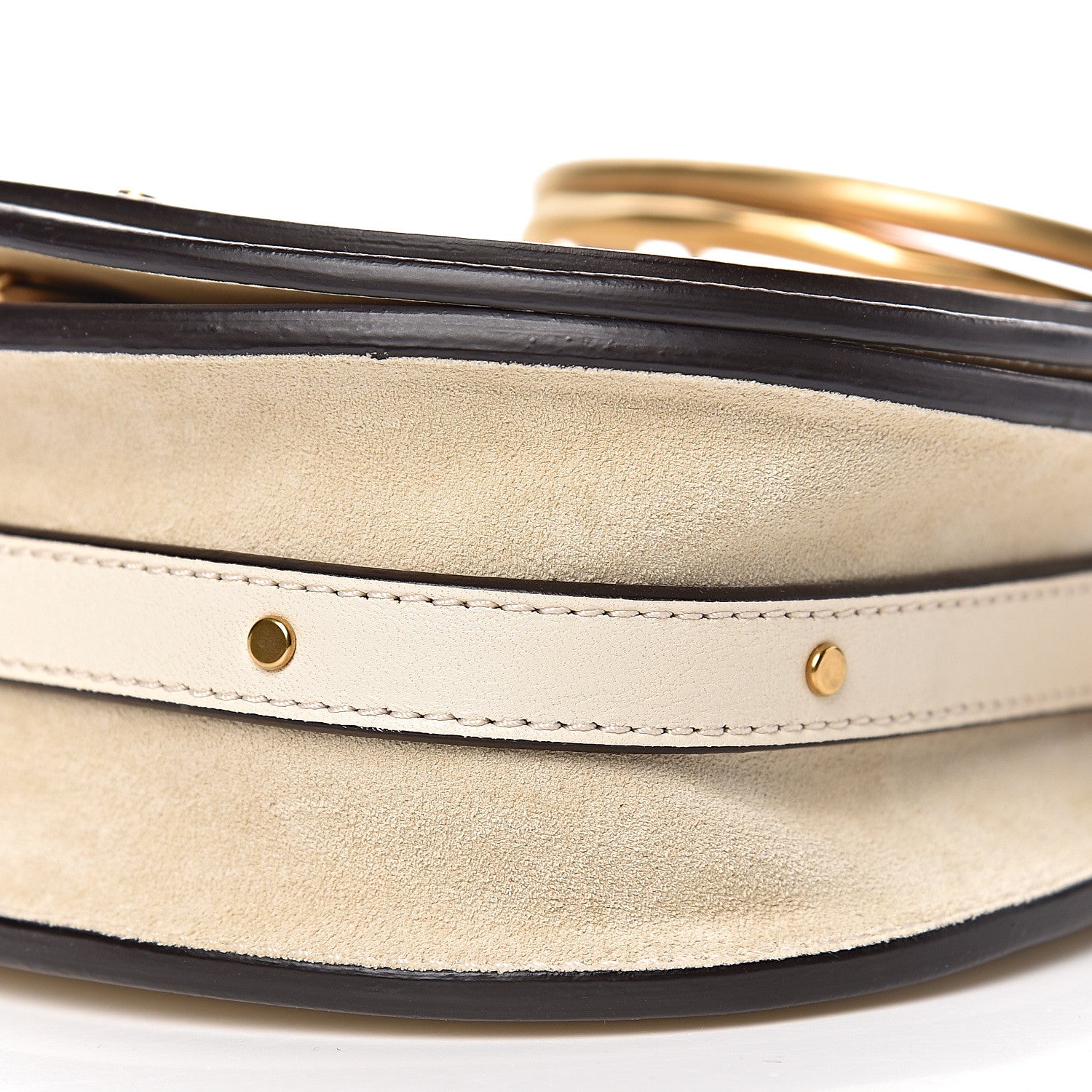 Chloe Calfskin Suede Small Nile Bracelet Bag Off White 8 of 9