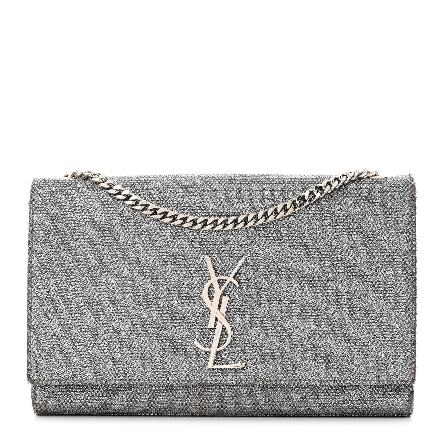 Metallic Canvas Woven Medium Classic Monogram Kate Satchel Silver