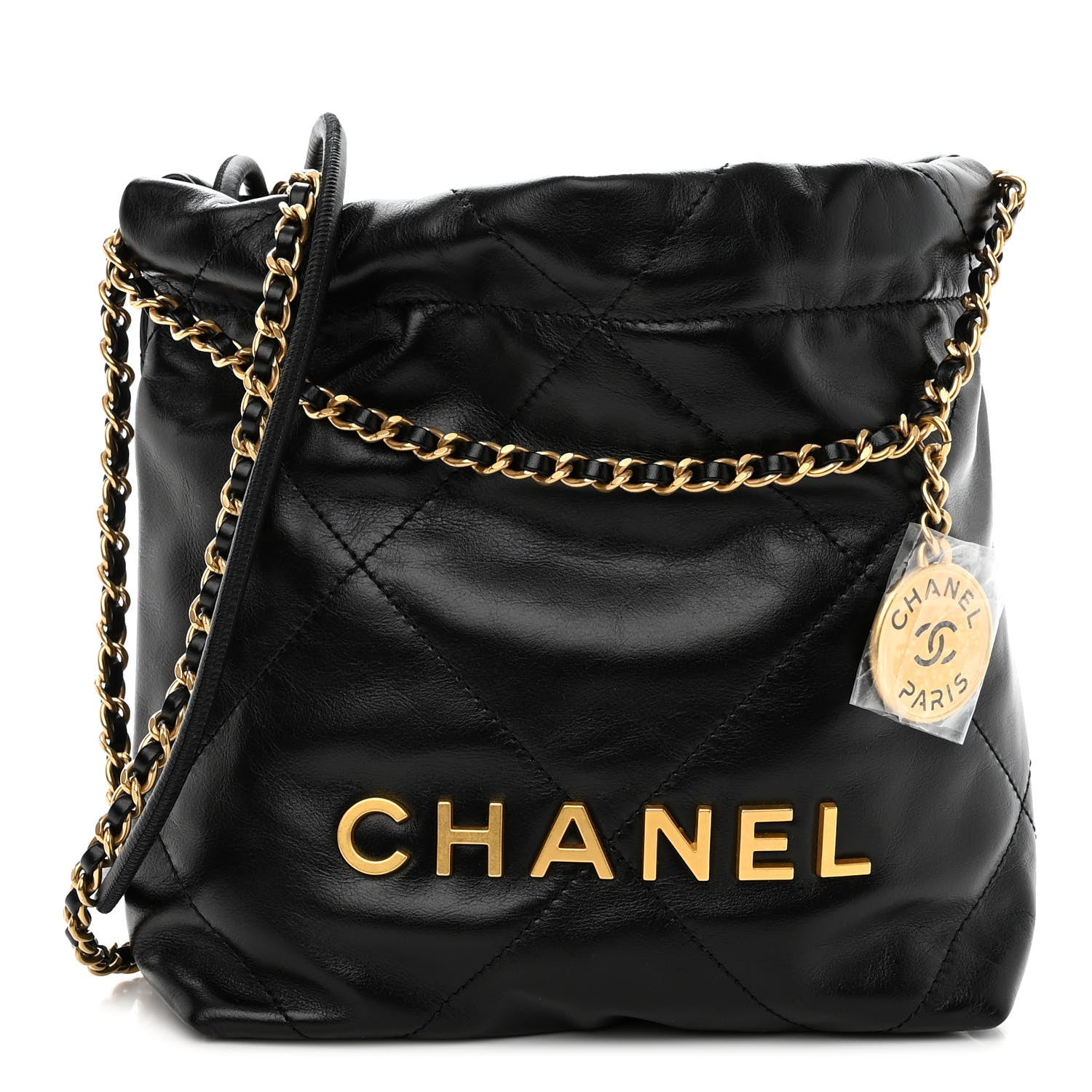 Chanel Shiny Calfskin Quilted Mini Chanel 22 Black 1 of 9